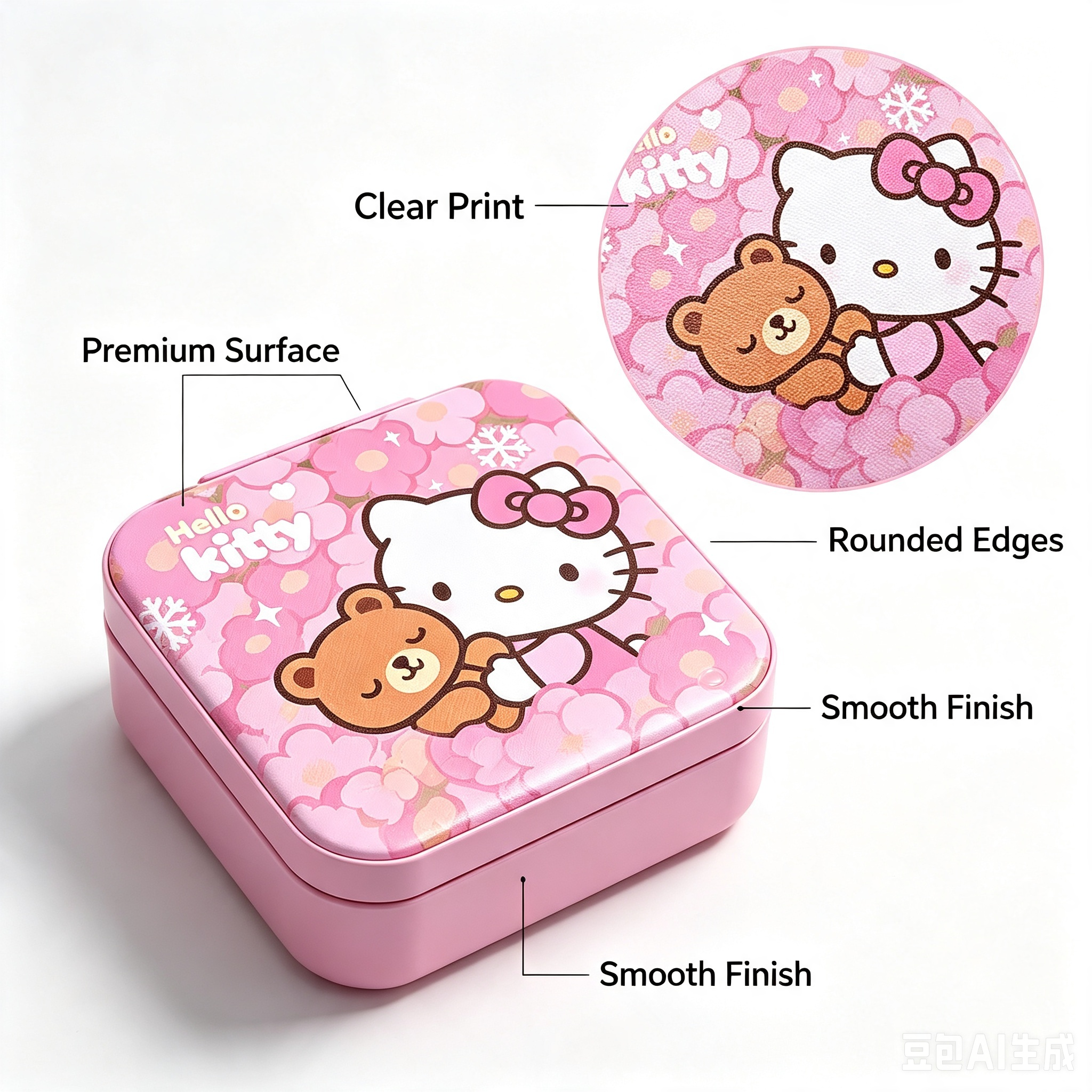 Hello Kitty Jewelry Box – Pink Compact Flip-Lid Storage Case